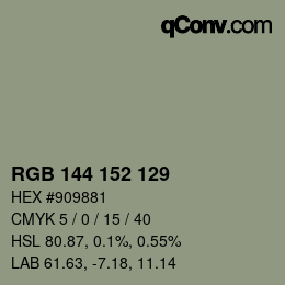 Código de color: RGB 144 152 129 | qconv.com