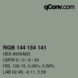 カラーコード: RGB 144 154 141 | qconv.com