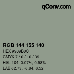 Farbcode: RGB 144 155 140 | qconv.com