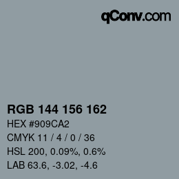 Color code: RGB 144 156 162 | qconv.com