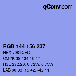 Color code: RGB 144 156 237 | qconv.com