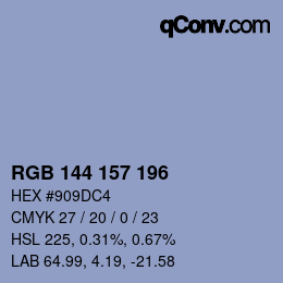 カラーコード: RGB 144 157 196 | qconv.com