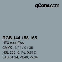 カラーコード: RGB 144 158 165 | qconv.com
