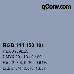 Color code: RGB 144 158 181 | qconv.com