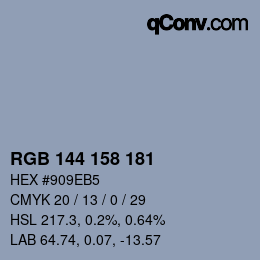 Color code: RGB 144 158 181 | qconv.com