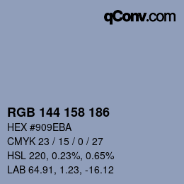 Color code: RGB 144 158 186 | qconv.com