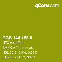 カラーコード: RGB 144 158 8 | qconv.com
