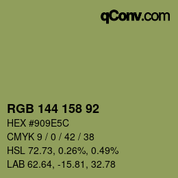 颜色代码: RGB 144 158 92 | qconv.com