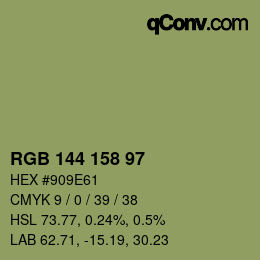 Código de color: RGB 144 158 97 | qconv.com