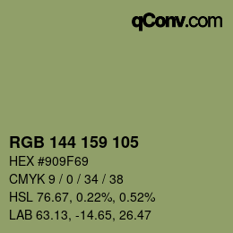 カラーコード: RGB 144 159 105 | qconv.com