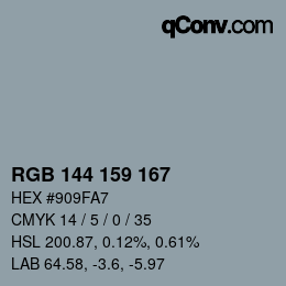 Farbcode: RGB 144 159 167 | qconv.com