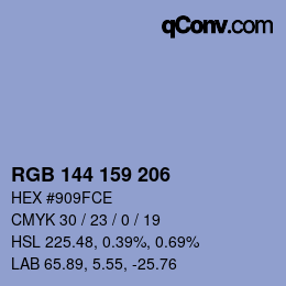 カラーコード: RGB 144 159 206 | qconv.com