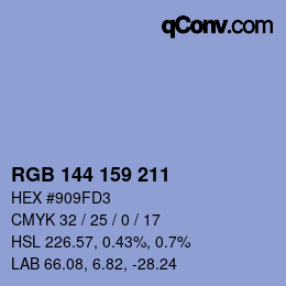 Color code: RGB 144 159 211 | qconv.com