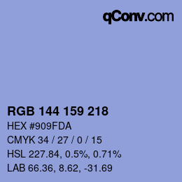 颜色代码: RGB 144 159 218 | qconv.com