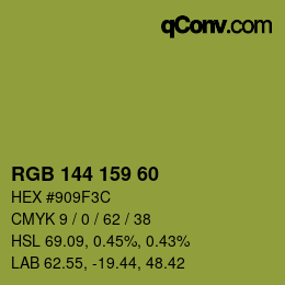 Farbcode: RGB 144 159 60 | qconv.com
