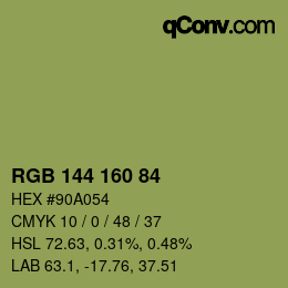 Código de color: RGB 144 160 84 | qconv.com