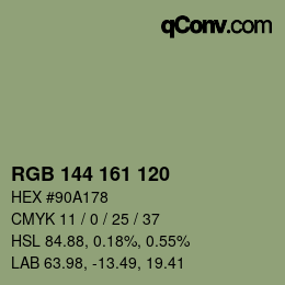 Farbcode: RGB 144 161 120 | qconv.com