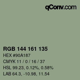颜色代码: RGB 144 161 135 | qconv.com