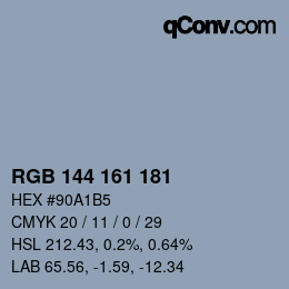 Color code: RGB 144 161 181 | qconv.com