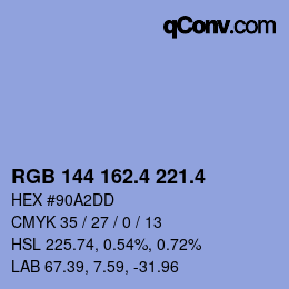 カラーコード: RGB 144 162.4 221.4 | qconv.com