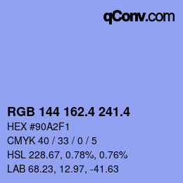 カラーコード: RGB 144 162.4 241.4 | qconv.com