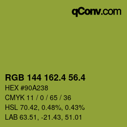 カラーコード: RGB 144 162.4 56.4 | qconv.com