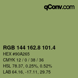 カラーコード: RGB 144 162.8 101.4 | qconv.com