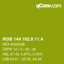 カラーコード: RGB 144 162.8 11.4 | qconv.com