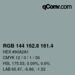 カラーコード: RGB 144 162.8 161.4 | qconv.com