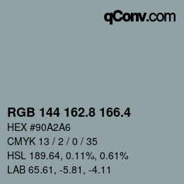 カラーコード: RGB 144 162.8 166.4 | qconv.com