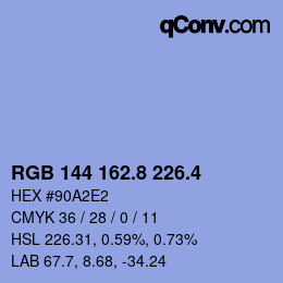 カラーコード: RGB 144 162.8 226.4 | qconv.com