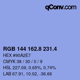 カラーコード: RGB 144 162.8 231.4 | qconv.com