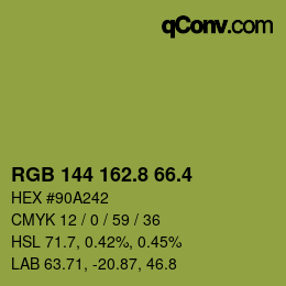 カラーコード: RGB 144 162.8 66.4 | qconv.com