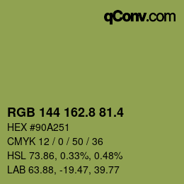 カラーコード: RGB 144 162.8 81.4 | qconv.com