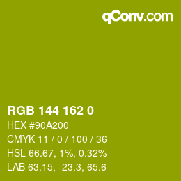 颜色代码: RGB 144 162 0 | qconv.com