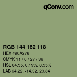 颜色代码: RGB 144 162 118 | qconv.com