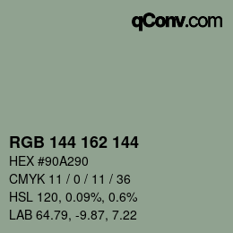 Color code: RGB 144 162 144 | qconv.com