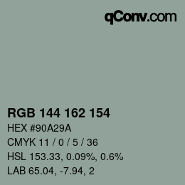 Código de color: RGB 144 162 154 | qconv.com