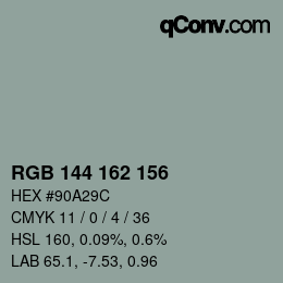 Color code: RGB 144 162 156 | qconv.com