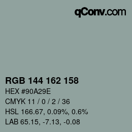 カラーコード: RGB 144 162 158 | qconv.com