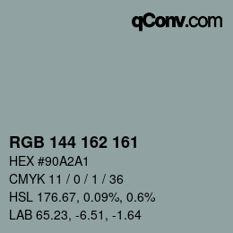 Código de color: RGB 144 162 161 | qconv.com