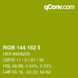 Color code: RGB 144 162 5 | qconv.com