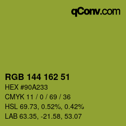 Color code: RGB 144 162 51 | qconv.com