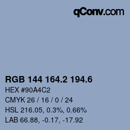 カラーコード: RGB 144 164.2 194.6 | qconv.com