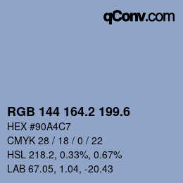 カラーコード: RGB 144 164.2 199.6 | qconv.com