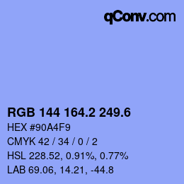 カラーコード: RGB 144 164.2 249.6 | qconv.com