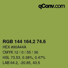 カラーコード: RGB 144 164.2 74.6 | qconv.com