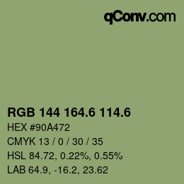 カラーコード: RGB 144 164.6 114.6 | qconv.com