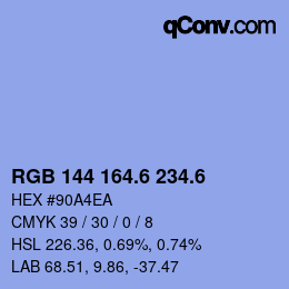 カラーコード: RGB 144 164.6 234.6 | qconv.com
