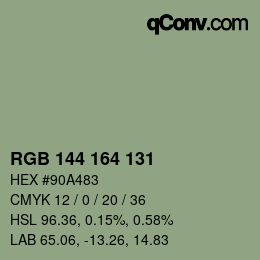 Farbcode: RGB 144 164 131 | qconv.com